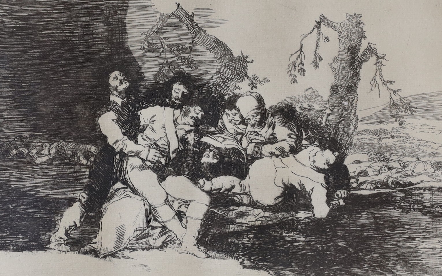 A group of assorted 18th and 19th century engravings including portraits and landscapes, together with a watercolour landscape, 49 x 37cm